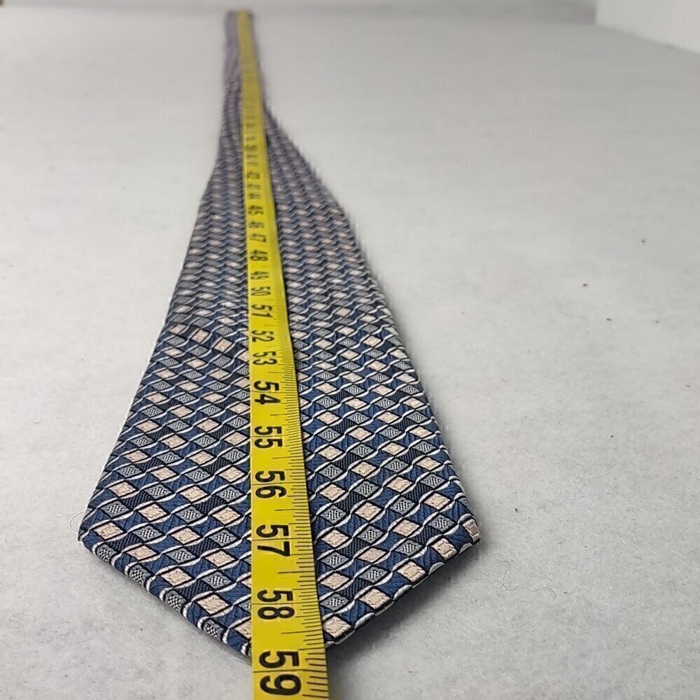 Stafford Men's Blue, Silver, Mauve Patterned Made In the U.S.A.100% Silk Necktie - Picture 5 of 8